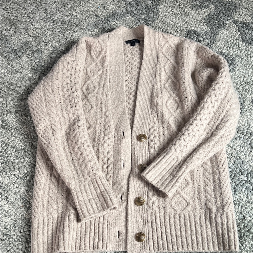 J. Crew Oversized Oatmeal Cable Knit Cardigan